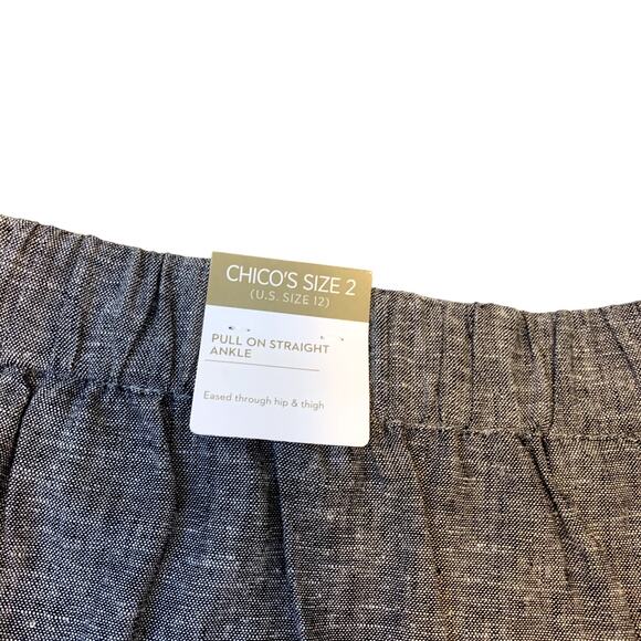 Chico's Linen Blend Popover Top and Linen Pull On Ankle Pant Set Size 12 - Picture 13 of 15